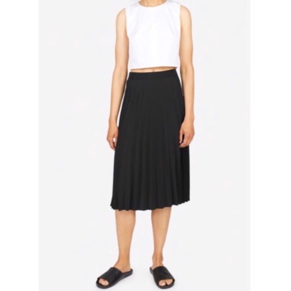 Everlane black pleated midi skirt